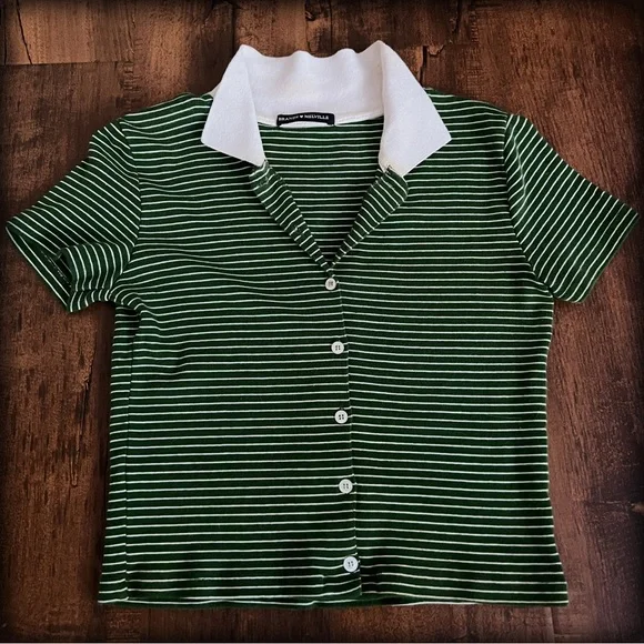 Brandy Melville Tops Brandy Melville Green And White Striped